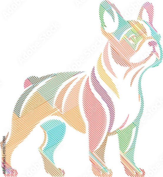 Obraz Elegant French Bulldog Sketch in Stylized Design Illustration