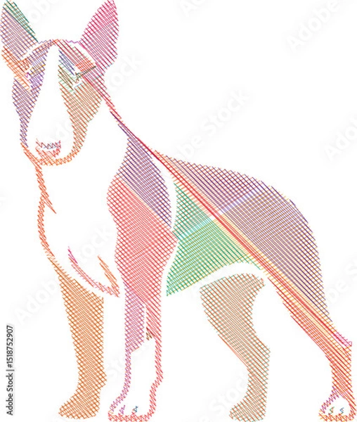 Obraz Elegant English Bull Terrier Dog Sketch in Stylized Design Illustration