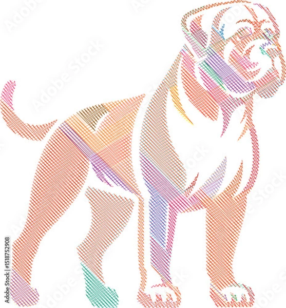 Obraz Elegant Bullmastiff dog Sketch in Stylized Design Illustration