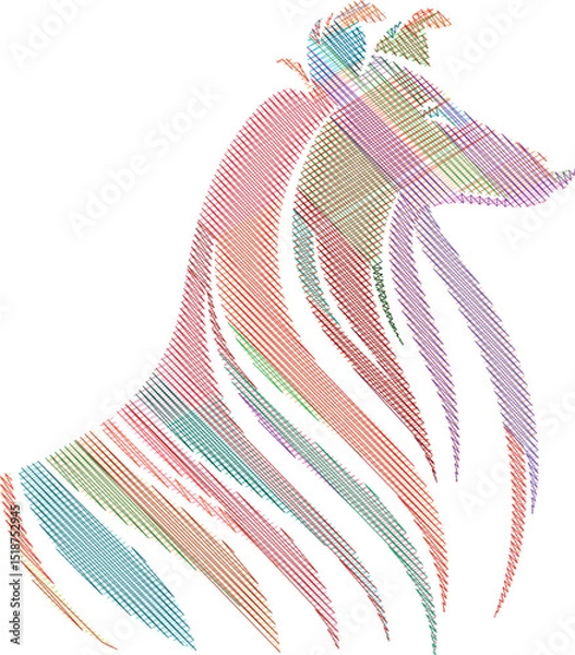Obraz Long Haired Collie Dog Scribble Style Illustration