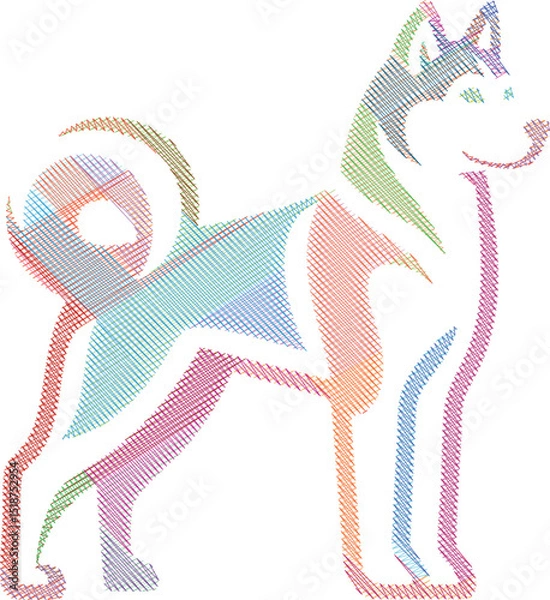 Obraz Siberian Husky Dog Scribble Style Illustration