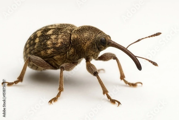 Fototapeta Hazelnut weevil walking on white background