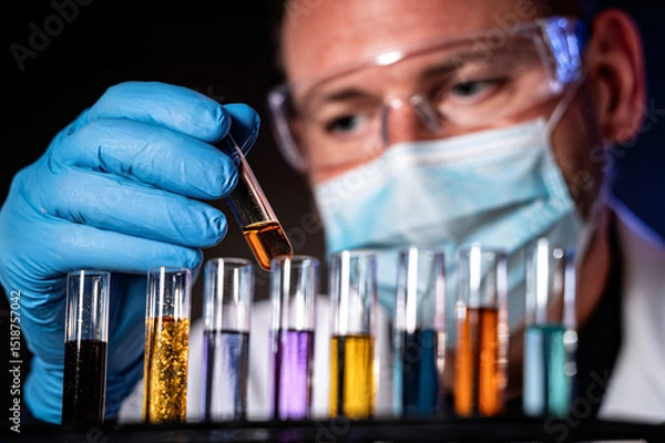 Fototapeta laboratory scientist testing toy paint samples for lead contamination using advanced chemical analysis equipment