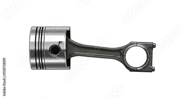 Obraz Engine Piston and Connecting Rod Component Illustration