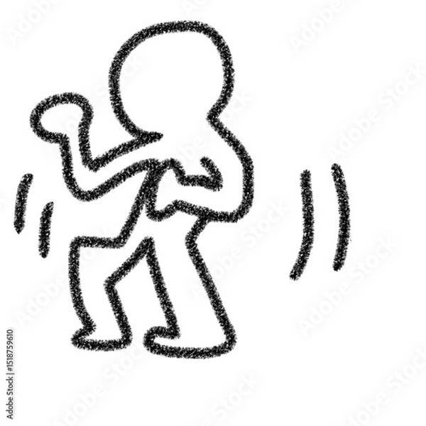 Fototapeta エネルギッシュなダンスシルエット　黒　シンプル　イラスト　線画　アイコン　素材