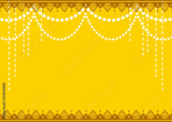 Fototapeta インド風のキラキラ背景。華やかな飾り罫。