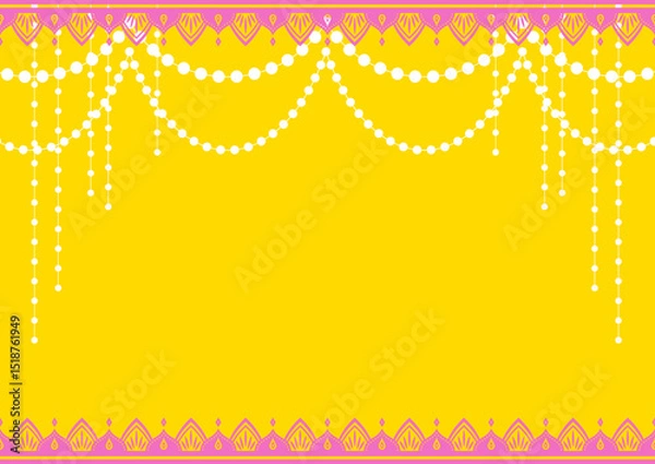 Fototapeta インド風のキラキラ背景。華やかな飾り罫。