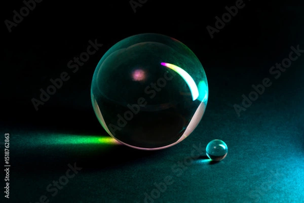 Obraz Close-Up of Glass Spheres in Vibrant Colorful Lighting