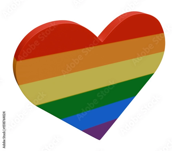 Fototapeta Pride heart shape colors rainbow LGBTQ concept 3d render