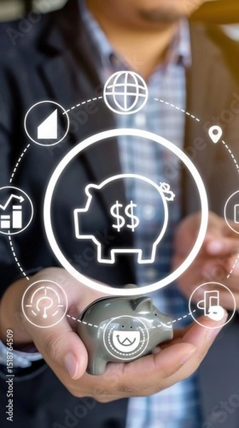 Obraz Investment strategies for financial growth urban office graphic content modern environment close-up view digital transformation