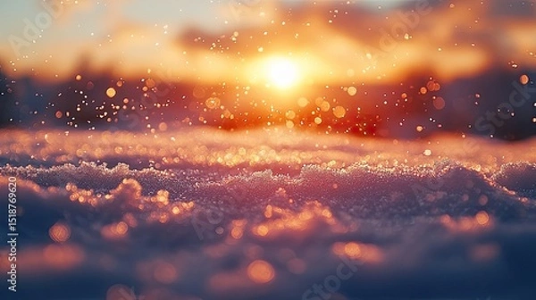 Obraz Sparkling Snow at Sunset in Close Perspective 
