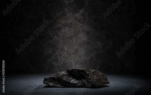 Obraz black stones with texture on dark background for cosmetic podium backdrop