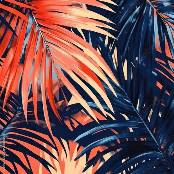 Fototapeta palm trees background By Generated AI