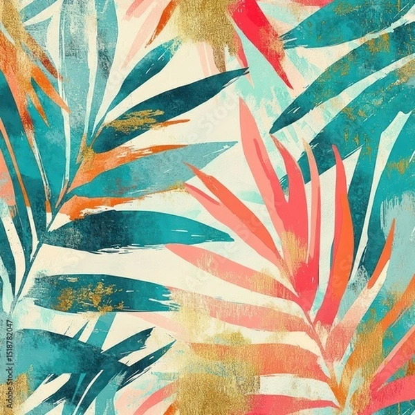 Fototapeta palm trees background By Generated AI