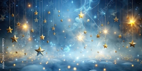 Fototapeta Magical Celestial Scene with Golden Stars Hanging from the Heavens
