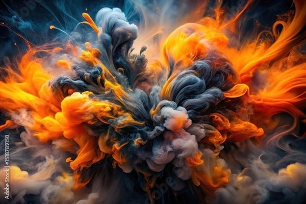 Fototapeta Abstract swirling vibrant hues of orange and grey in a dynamic interplay of color and movement