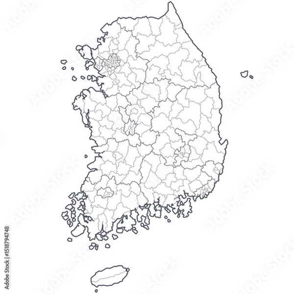Fototapeta Map of  South Korea. republic of korea.