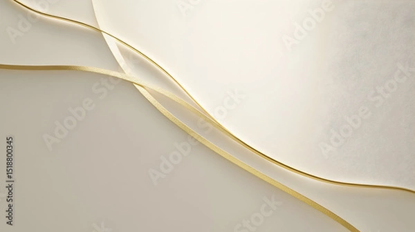 Fototapeta un fondo beige liso con espacio de copia con lineas doradas en movimiento elegantes de lujo para invitacion o plantilla diseño moderno 