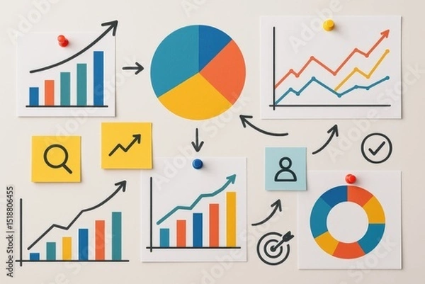 Obraz Business growth strategy charts graphs data analysis