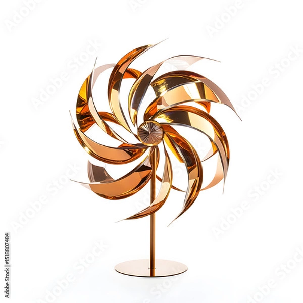 Obraz A memorial wind spinner with symbolic design, elegant and reflective, isolated on white background.