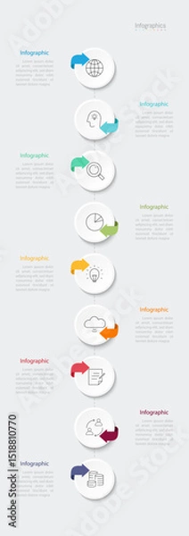 Fototapeta Infographic 9 options design elements for your business data. Vector Illustration.