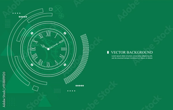 Obraz Vector technology wallpaper.analog clock.luxury watch background concept.
