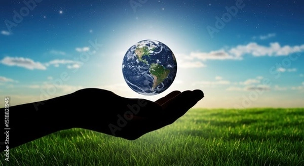 Obraz Protecting Our Planet A Hand Holding the Earth, Symbol of Environmental Care