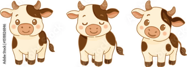 Fototapeta Cute Cartoon Cows for Eid al-Adha Design Project