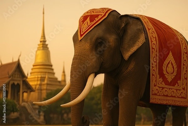 Obraz The elephant, revered as a symbol of strength and grace, holds a special place in Thai culture and history