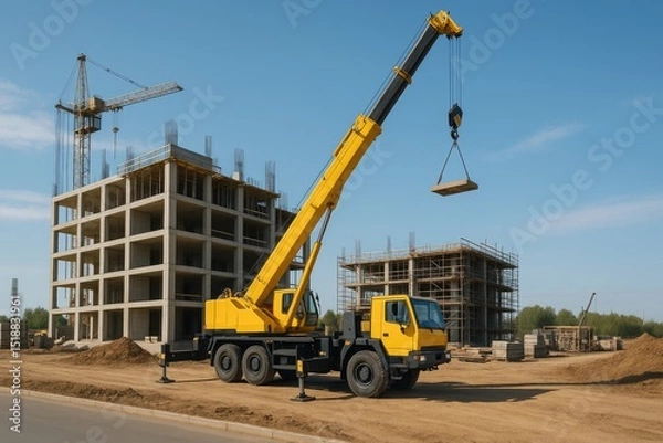 Obraz Mobile crane at the construction site.