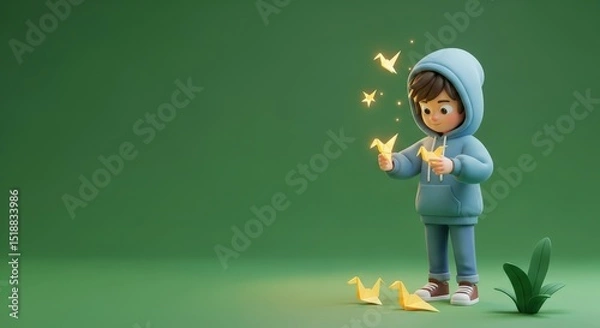 Fototapeta 3D Character Girl Catching Snowflakes with Tongue Out