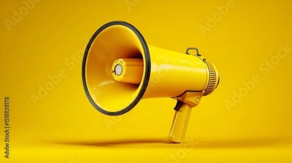 Obraz Yellow megaphone as bold communication symbol, centered on matching background. Power of clear and direct messaging.
