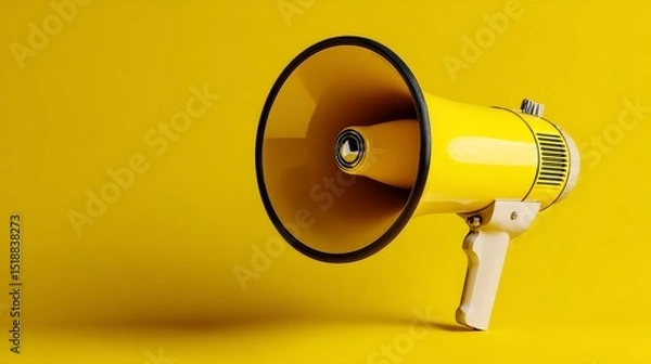 Obraz Yellow megaphone as bold communication symbol, centered on matching background. Power of clear and direct messaging.
