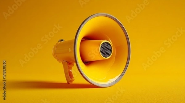 Obraz Yellow megaphone as bold communication symbol, centered on matching background. Power of clear and direct messaging.
