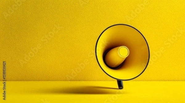 Obraz Yellow megaphone as bold communication symbol, centered on matching background. Power of clear and direct messaging.
