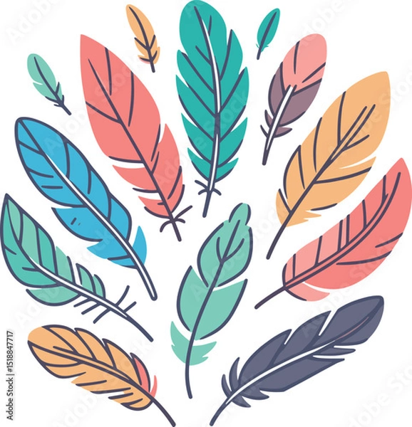 Fototapeta カラフルな羽のイラスト