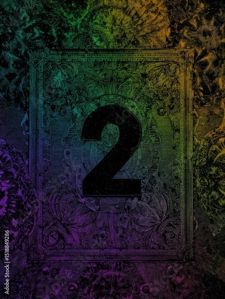 Fototapeta A colorful abstract image with the number 2 in the center