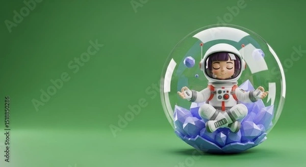 Fototapeta Space child inside glowing gem bubble