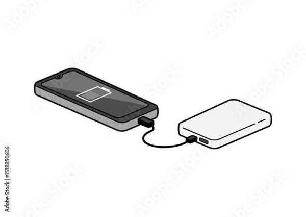 Obraz 充電中のモバイルバッテリーのイラスト