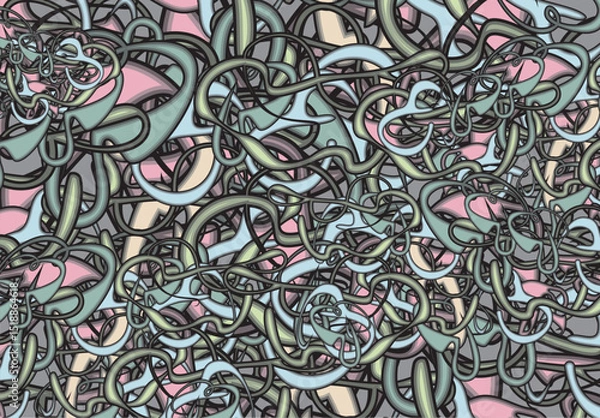 Fototapeta Abstract colored linear backdrop for fashion trends or dynamic posters. Chaotic camouflage motifs for batiks, business concepts, covers, fabrics, interior solutions, tiles, prints, wallpaper, textiles