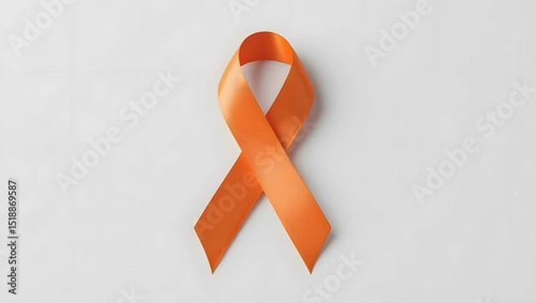 Obraz Orange ribbon isolated on white, orange ribbon symbolizes awareness of kidney cancer, leukemia, malnutrition, Attention Deficit Hyperactivity Disorder (ADHD) and multiple sclerosis