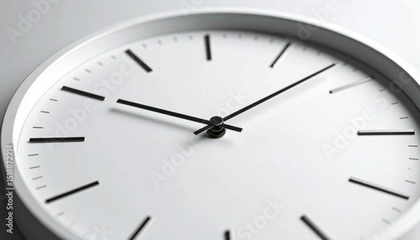 Fototapeta Macro Photograph Of A Clock's Second Hand In Motion Capturing Sharp Motion Blur Against White Background