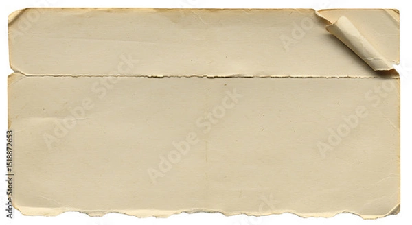 Fototapeta Aged Torn Paper Sheet with Crinkled Edges