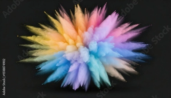 Fototapeta Vibrant Color Explosion Bursting From Center Against Black Background Displaying Dynamic Energy