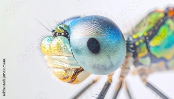 Fototapeta Macro Dragonfly Eye Showing Intricate Details And Vibrant Iridescence Under Bright Sunlight