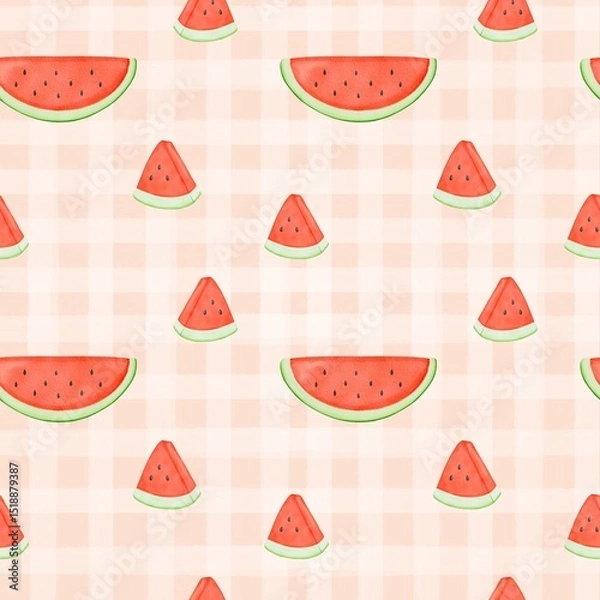 Obraz Cute Watermelon Pieces Seamless Picnic Pattern