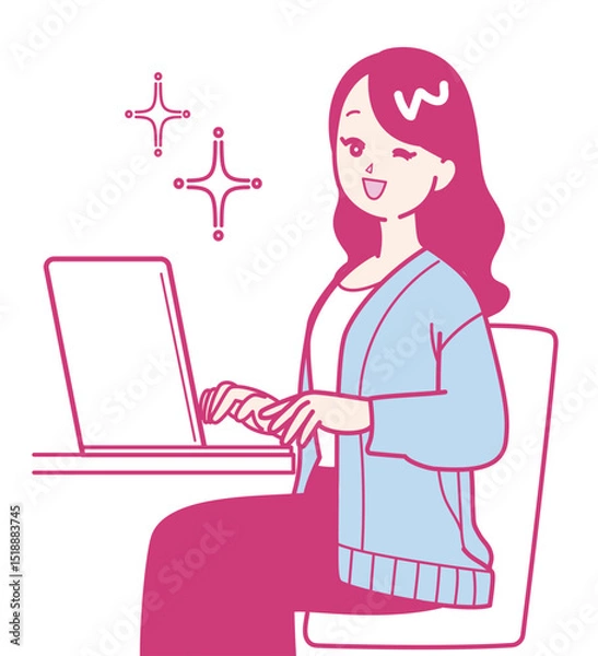 Obraz パソコン作業をしている女性