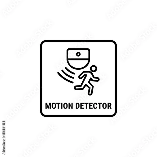 Obraz motion detector outline icon or motion detector label vector isolated. Best motion detector outline icon for websites, product packaging, and more about motion detector product.