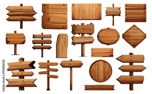 Fototapeta 木製看板ベクターイラストセット	