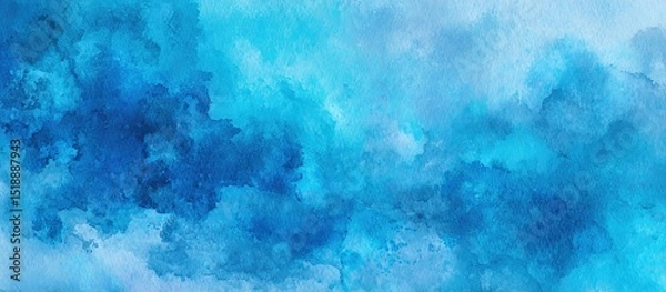 Obraz Abstract cerulean blue watercolor wash texture background wallpaper. Copy space, cold ice color art, contemporary artistic backdrop. High quality